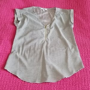 Express Striped Zipper Front Blouse